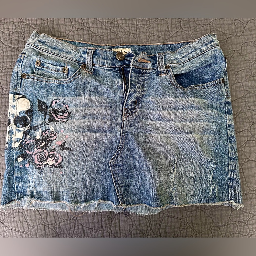 Denim Floral Skull Skirt, Angel Kiss, sz 5
